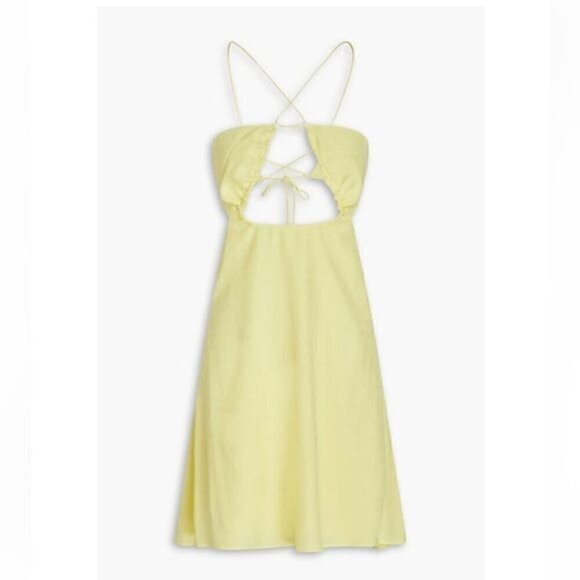 ROTATE BIRGER CHRISTENSEN Nanna Cutout Jacquard Mini Dress Size 10 Pastel Yellow - Picture 2 of 8